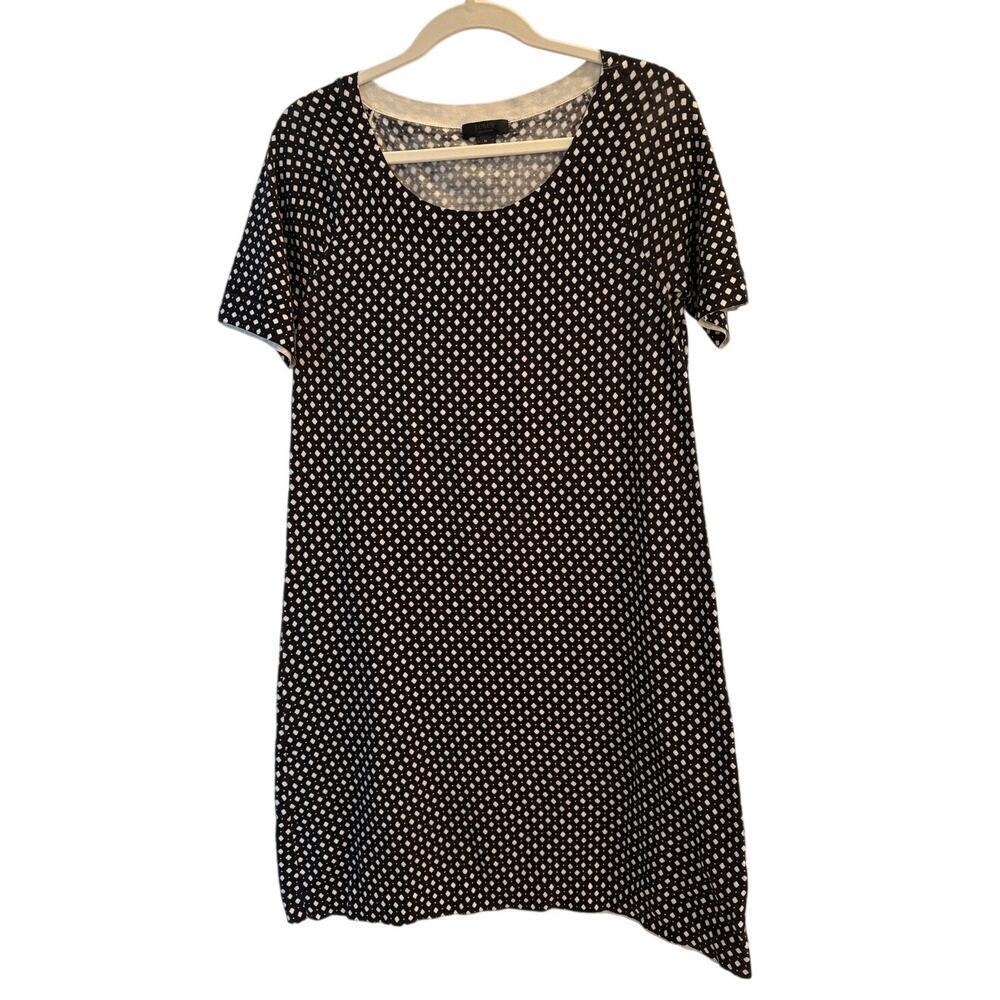 J.Crew Collection Size Medium Cotton Stretch Black and White Geometric Dress
